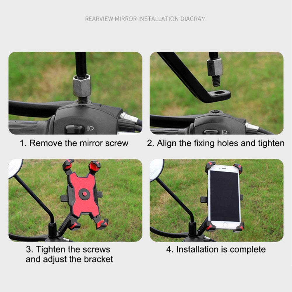 PLA-02 för 3,5-6,8 tums mobilhållare motorcykel backspegel mobilmobilfäste