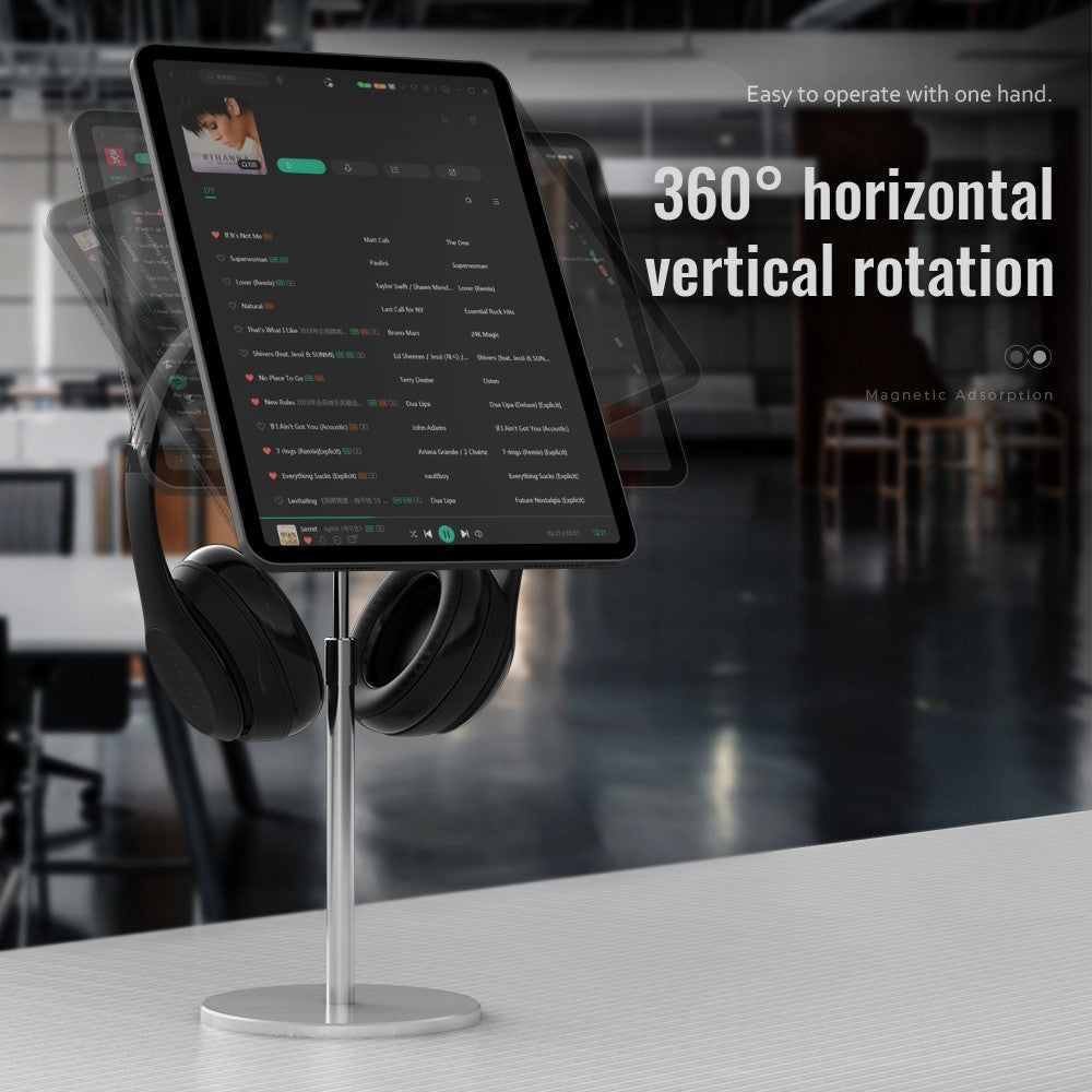 R-JUST PB04-13 Height Adjustable Magnetic Absorption Tablet/Phone Desk Bracket Headphone Hanger Stand