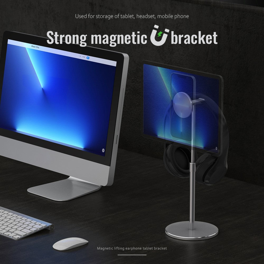 R-JUST PB04-13 Height Adjustable Magnetic Absorption Tablet/Phone Desk Bracket Headphone Hanger Stand