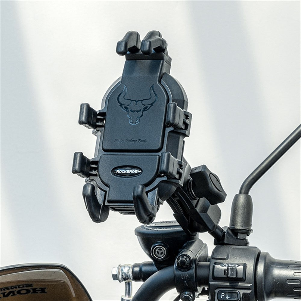 ROCKBROS Bull Head Pattern Motorcycle Electric Bike Bicycle Phone Stand Rotatable Phone Holder Mount Bracket