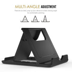 For iPhone Samsung Phone Bracket 6-angle Adjustment Portable Fold-up Desktop Holder Stand
