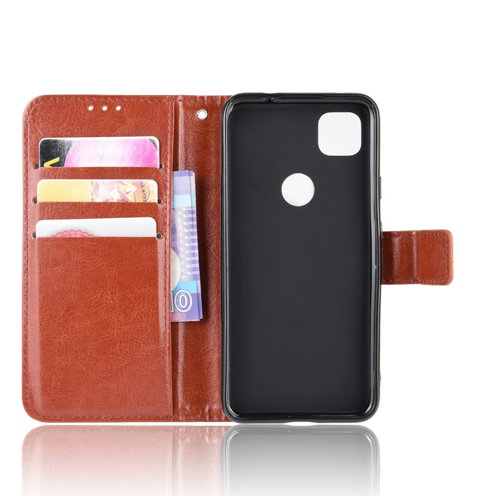 Crazy Horse Skin PU Leather Wallet Mobile Phone Shell for Google Pixel 4a 4G