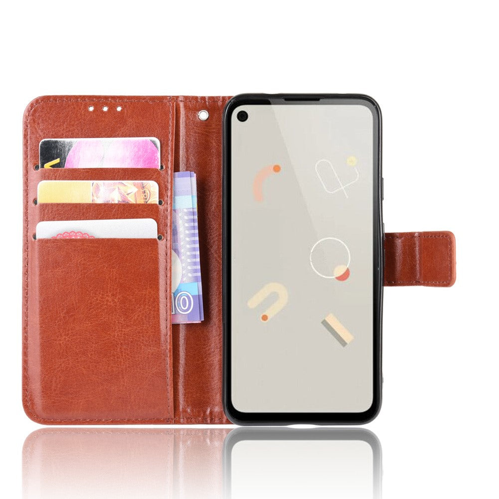 Crazy Horse Skin PU Leather Wallet Mobile Phone Shell for Google Pixel 4a 4G