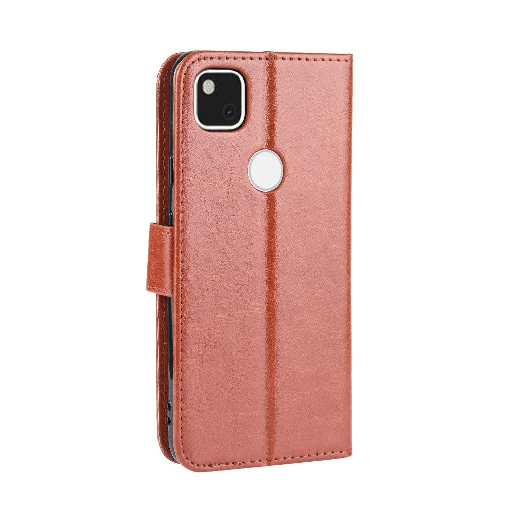 Crazy Horse Skin PU Leather Wallet Mobile Phone Shell for Google Pixel 4a 4G