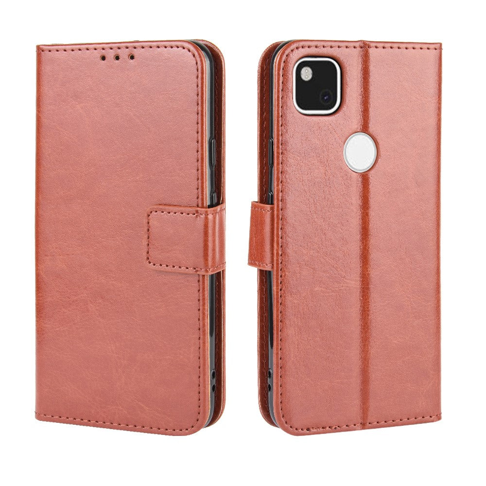 Crazy Horse Skin PU Leather Wallet Mobile Phone Shell for Google Pixel 4a 4G