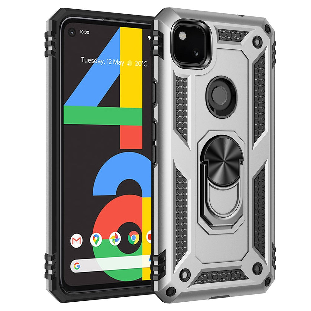 Hybrid PC TPU-cover til Google Pixel 4a 4G med støttefod Armor-cover