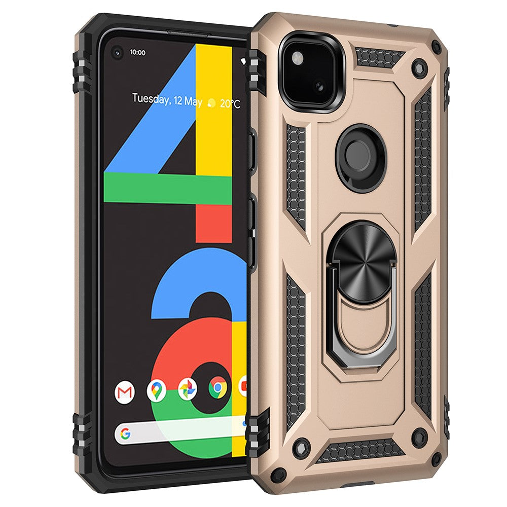 Hybrid PC TPU-cover til Google Pixel 4a 4G med støttefod Armor-cover