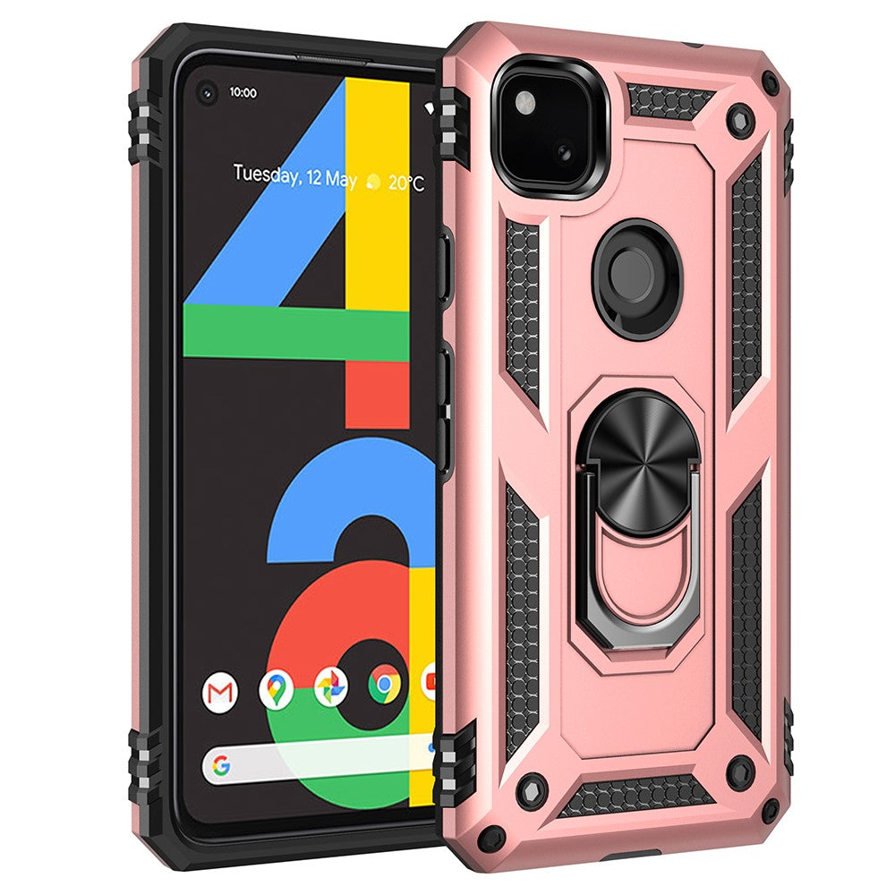 Hybrid PC TPU-cover til Google Pixel 4a 4G med støttefod Armor-cover