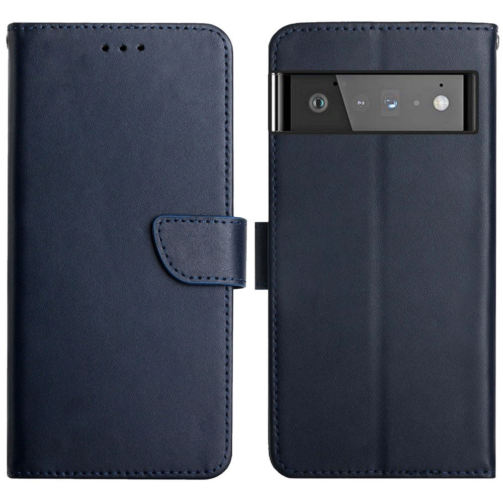 Nappa tekstur Anti-drop Ægte læder + TPU Telefoncover Stativ Tegnebog Beskyttelsescover til Google Pixel 6 Pro