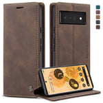 CASEME 013 Series Compatible for Google Pixel 6 Pro Mobile Phone Case Wallet Anti-Drop Magnetic Auto-absorbed PU Leather Flip Phone Cover