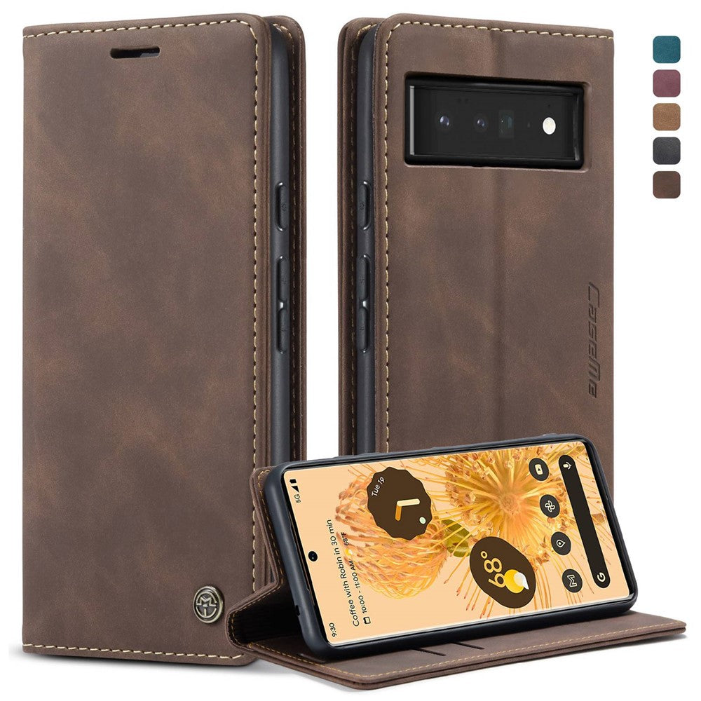 CASEME 013 Series Compatible for Google Pixel 6 Pro Mobile Phone Case Wallet Anti-Drop Magnetic Auto-absorbed PU Leather Flip Phone Cover