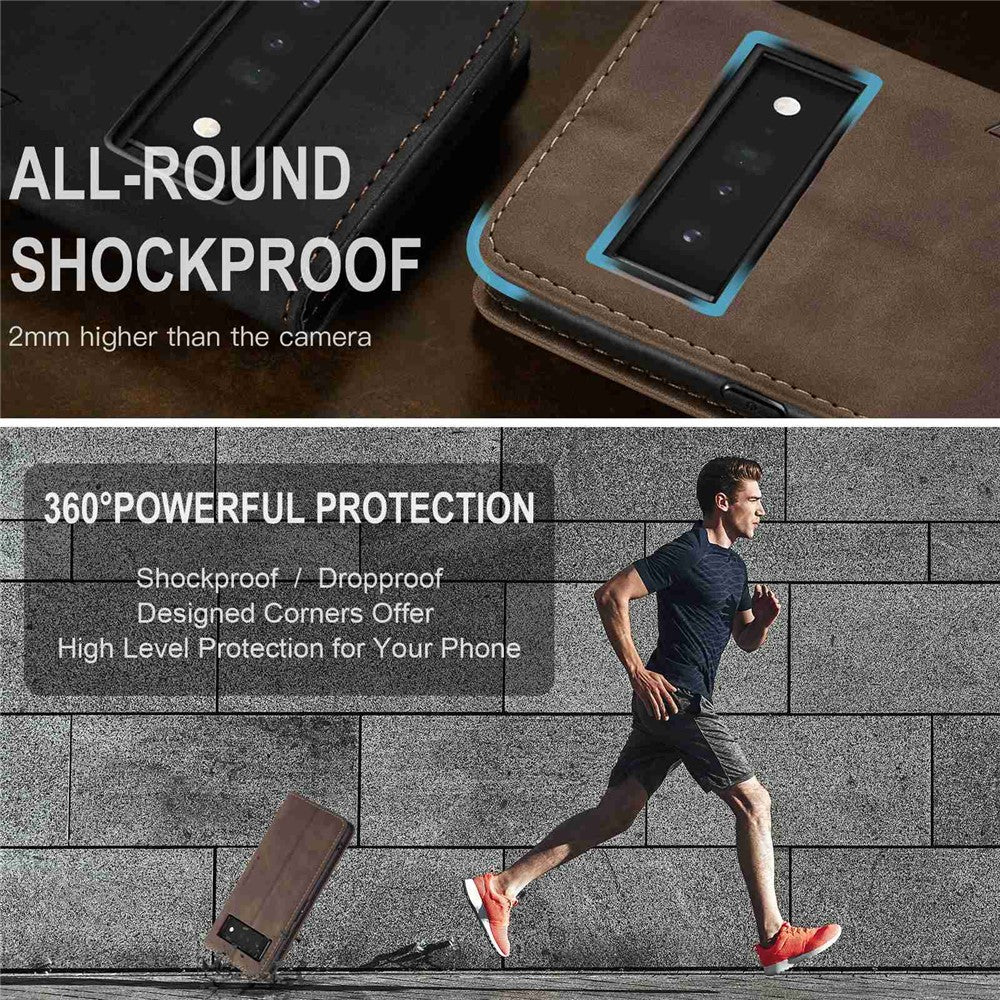 CASEME 013 Series Compatible for Google Pixel 6 Pro Mobile Phone Case Wallet Anti-Drop Magnetic Auto-absorbed PU Leather Flip Phone Cover