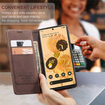 CASEME 013 Series Compatible for Google Pixel 6 Pro Mobile Phone Case Wallet Anti-Drop Magnetic Auto-absorbed PU Leather Flip Phone Cover