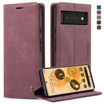 CASEME 013 Series Compatible for Google Pixel 6 Pro Mobile Phone Case Wallet Anti-Drop Magnetic Auto-absorbed PU Leather Flip Phone Cover