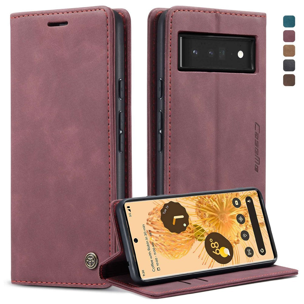 CASEME 013 Series Compatible for Google Pixel 6 Pro Mobile Phone Case Wallet Anti-Drop Magnetic Auto-absorbed PU Leather Flip Phone Cover