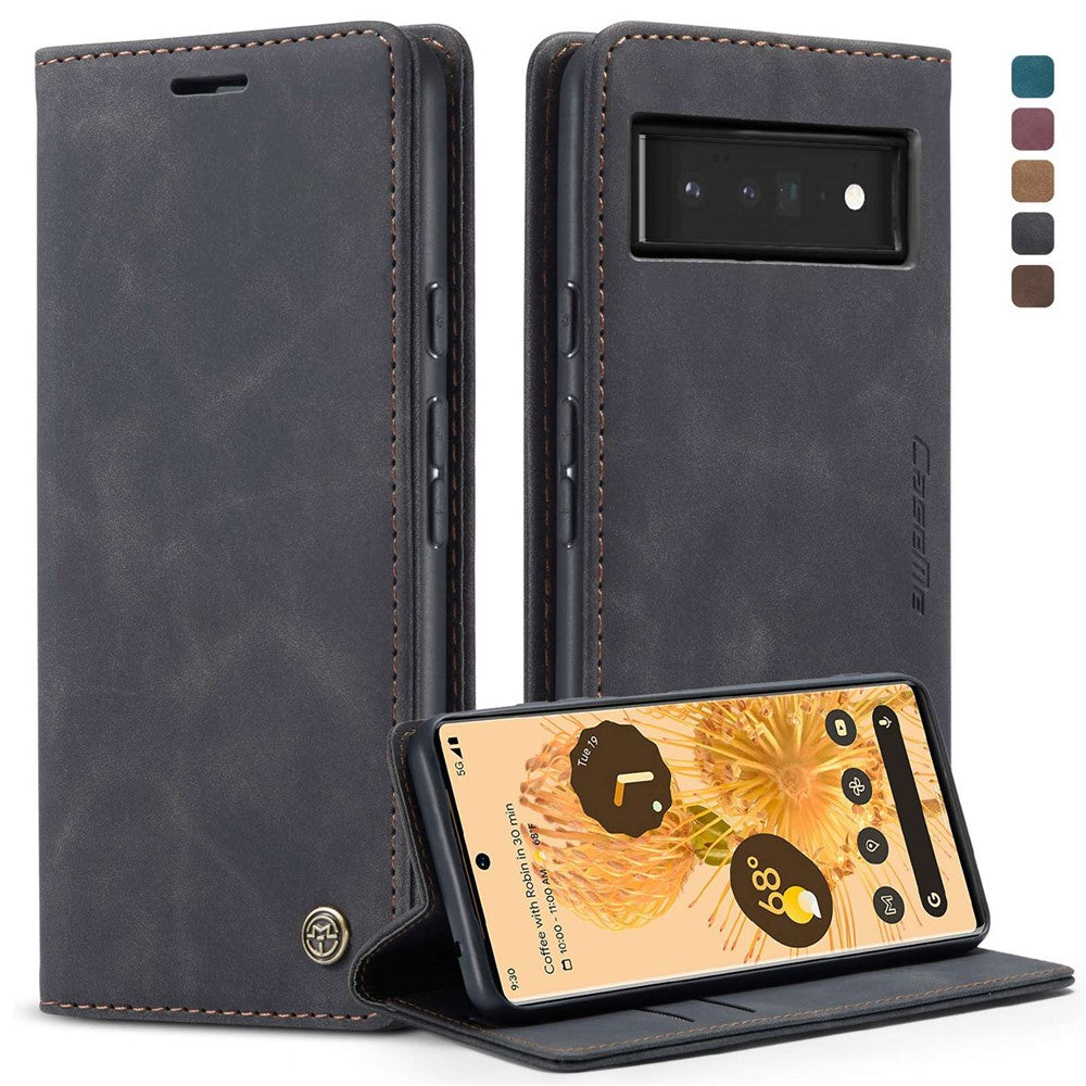 CASEME 013 Series Compatible for Google Pixel 6 Pro Mobile Phone Case Wallet Anti-Drop Magnetic Auto-absorbed PU Leather Flip Phone Cover