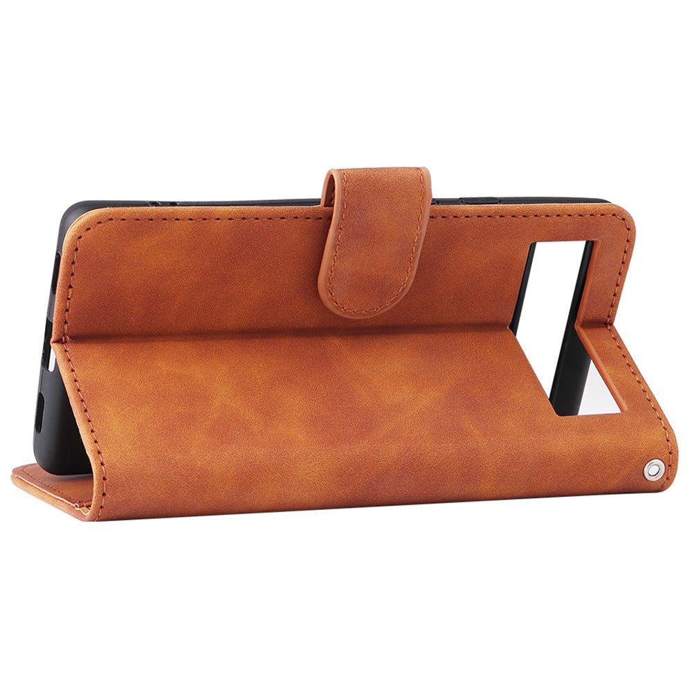 Comfortable Skin-touch Feeling Anti-scratch PU Leather Stand Phone Cover Wallet Case for Google Pixel 6a
