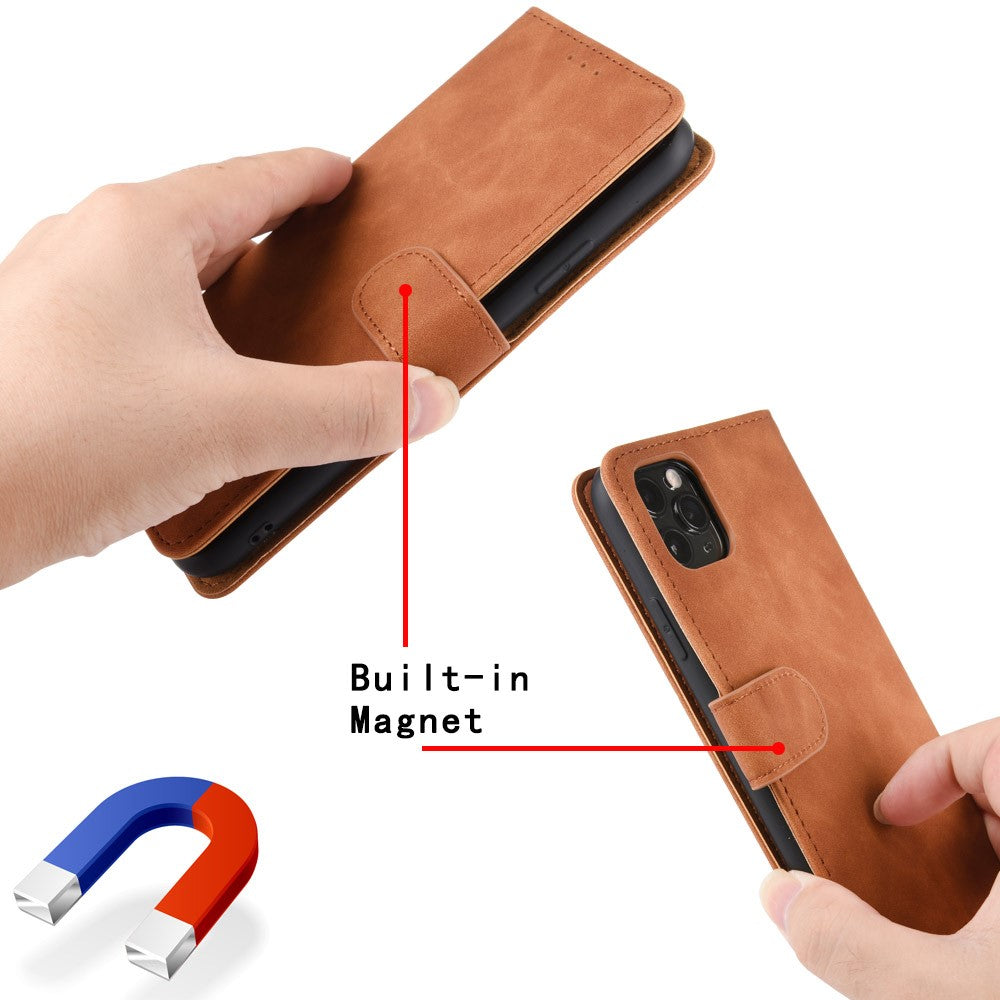 Comfortable Skin-touch Feeling Anti-scratch PU Leather Stand Phone Cover Wallet Case for Google Pixel 6a