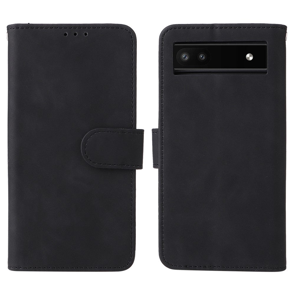Comfortable Skin-touch Feeling Anti-scratch PU Leather Stand Phone Cover Wallet Case for Google Pixel 6a