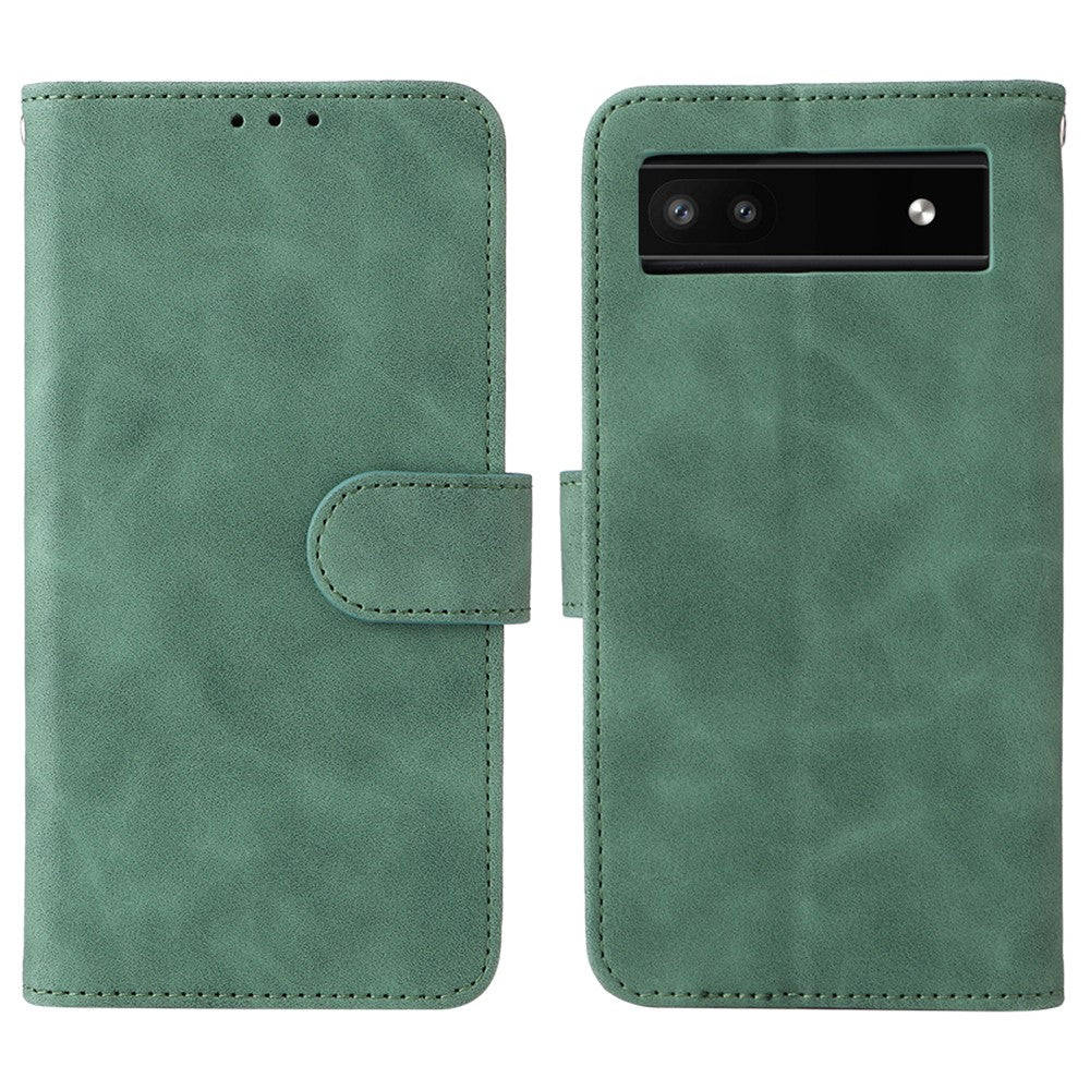Comfortable Skin-touch Feeling Anti-scratch PU Leather Stand Phone Cover Wallet Case for Google Pixel 6a