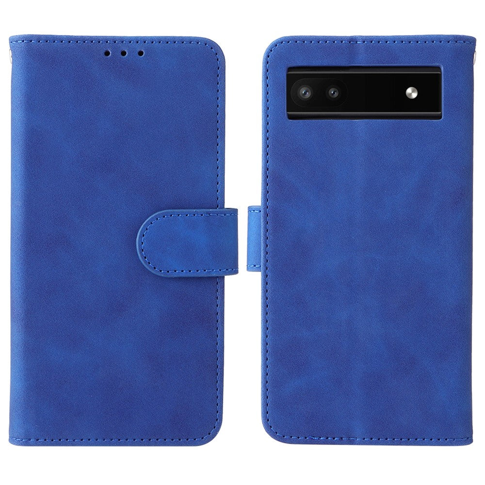 Comfortable Skin-touch Feeling Anti-scratch PU Leather Stand Phone Cover Wallet Case for Google Pixel 6a