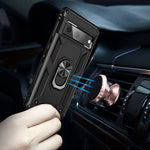 For Google Pixel 7 5G Military Grade Shockproof Anti-Scratch Ring Kickstand PC + TPU Hybrid Phone Case Protector