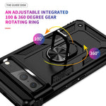For Google Pixel 7 5G Military Grade Shockproof Anti-Scratch Ring Kickstand PC + TPU Hybrid Phone Case Protector