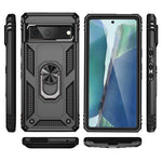 For Google Pixel 7 5G Military Grade Shockproof Anti-Scratch Ring Kickstand PC + TPU Hybrid Phone Case Protector