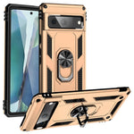 For Google Pixel 7 5G Military Grade Shockproof Anti-Scratch Ring Kickstand PC + TPU Hybrid Phone Case Protector