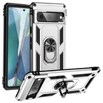 For Google Pixel 7 5G Military Grade Shockproof Anti-Scratch Ring Kickstand PC + TPU Hybrid Phone Case Protector