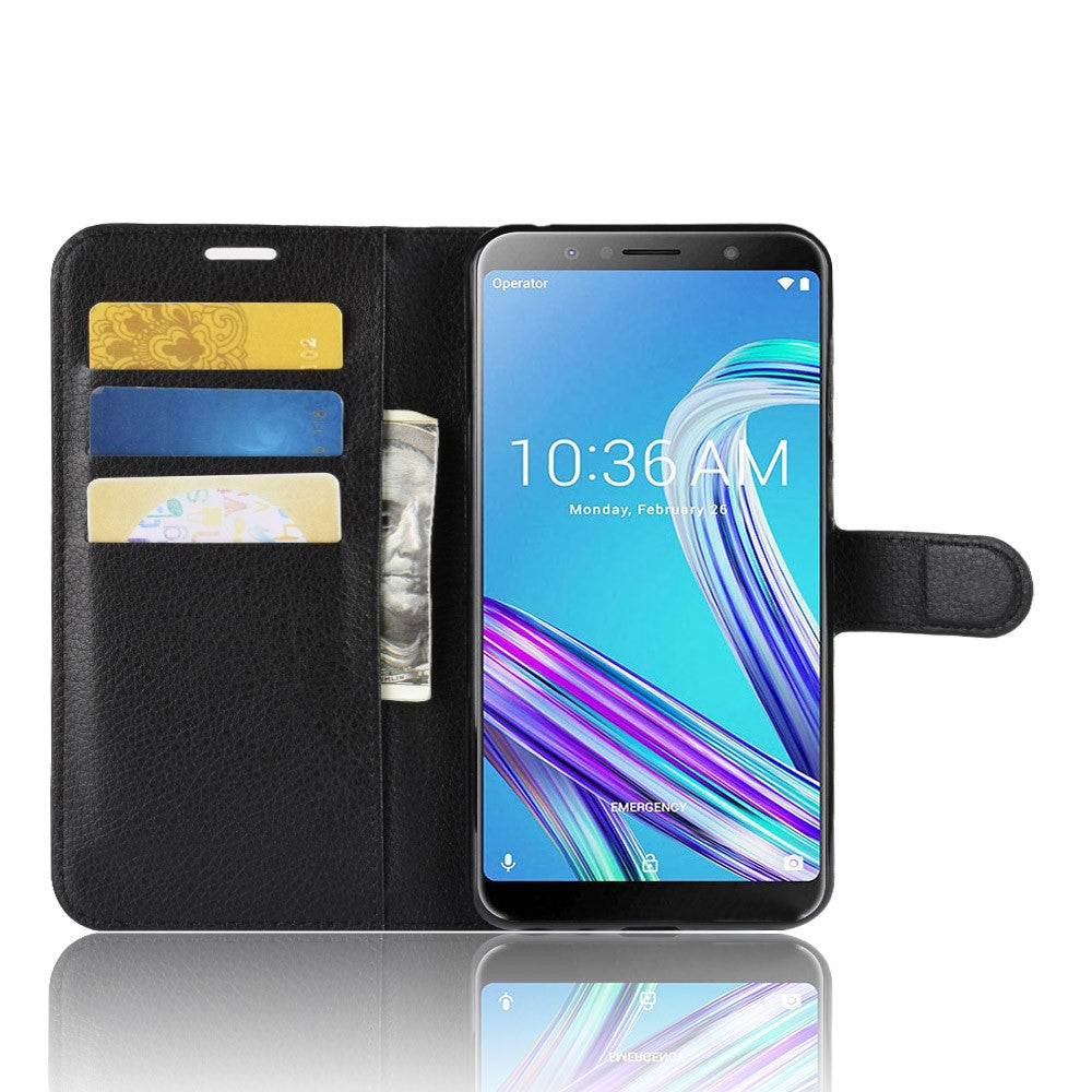 Litchi Skin Wallet Leather Stand Case for Asus Zenfone Max Pro (M1) ZB601KL