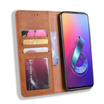 Plånboksfodral i PU-läder i vintagestil för Asus Zenfone 6 ZS630KL/Zenfone 6z/Zenfone 6 2019