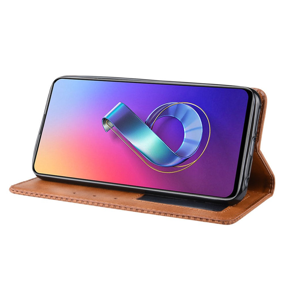 Plånboksfodral i PU-läder i vintagestil för Asus Zenfone 6 ZS630KL/Zenfone 6z/Zenfone 6 2019