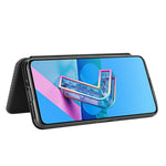 Självabsorberande läderfodral med stativ och kolfibertextur och kortplats för Asus Zenfone 7 ZS670KS/7 Pro ZS671KS