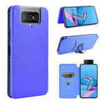 Självabsorberande läderfodral med stativ och kolfibertextur och kortplats för Asus Zenfone 7 ZS670KS/7 Pro ZS671KS
