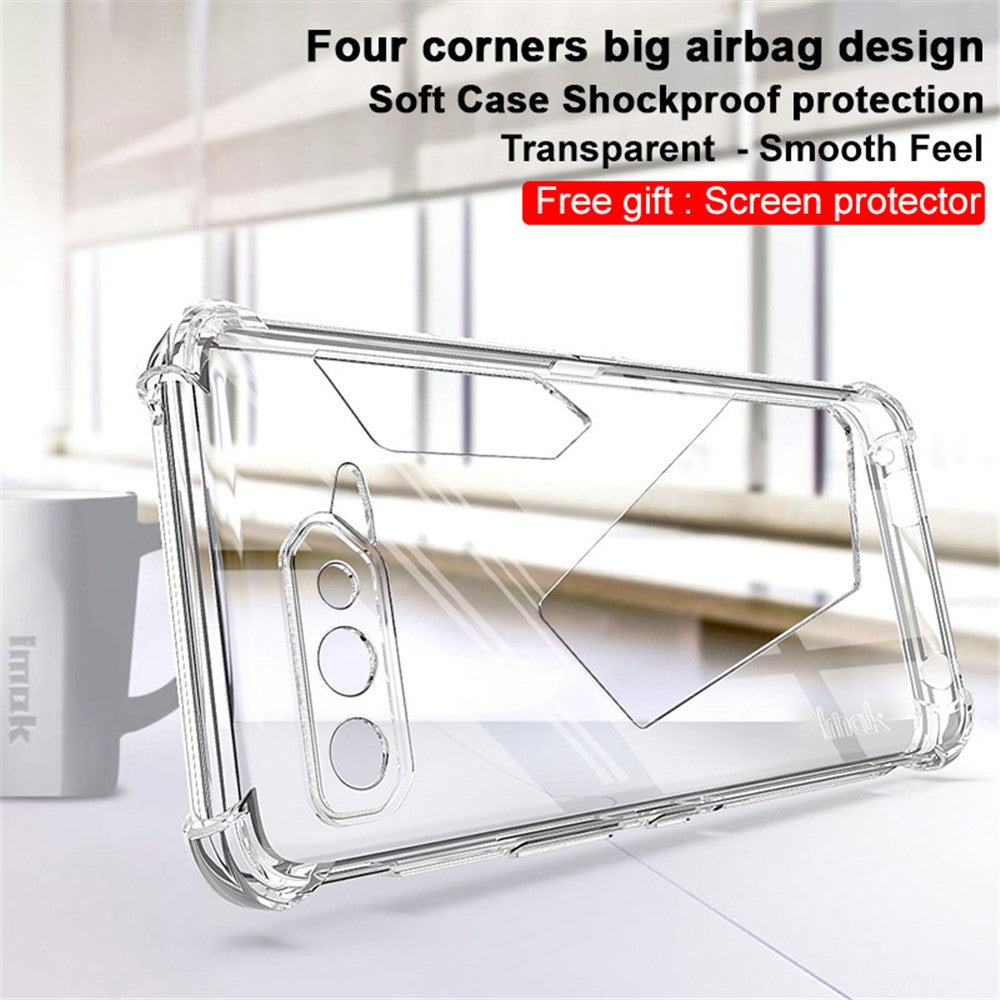 IMAK Well-Protected Flexible TPU Case with High Transparency Screen Protector for Asus ROG Phone 5/5 Pro/5 Ultimate