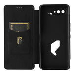 Mobiltelefonstativ cover med kulfibertekstur til Asus ROG Phone 5, automatisk absorberende lædercover
