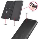 Mobiltelefonstativ cover med kulfibertekstur til Asus ROG Phone 5, automatisk absorberende lædercover