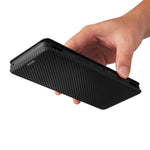 Mobiltelefonstativ cover med kulfibertekstur til Asus ROG Phone 5, automatisk absorberende lædercover