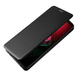 Mobiltelefonstativ cover med kulfibertekstur til Asus ROG Phone 5, automatisk absorberende lædercover