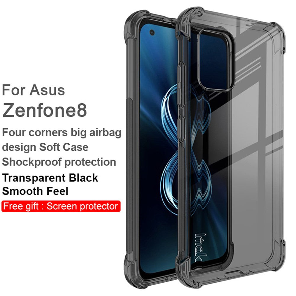IMAK Fleksibelt TPU-cover Stødabsorberende cover med High Definition skærmbeskytter til Asus Zenfone 8 ZS590KS