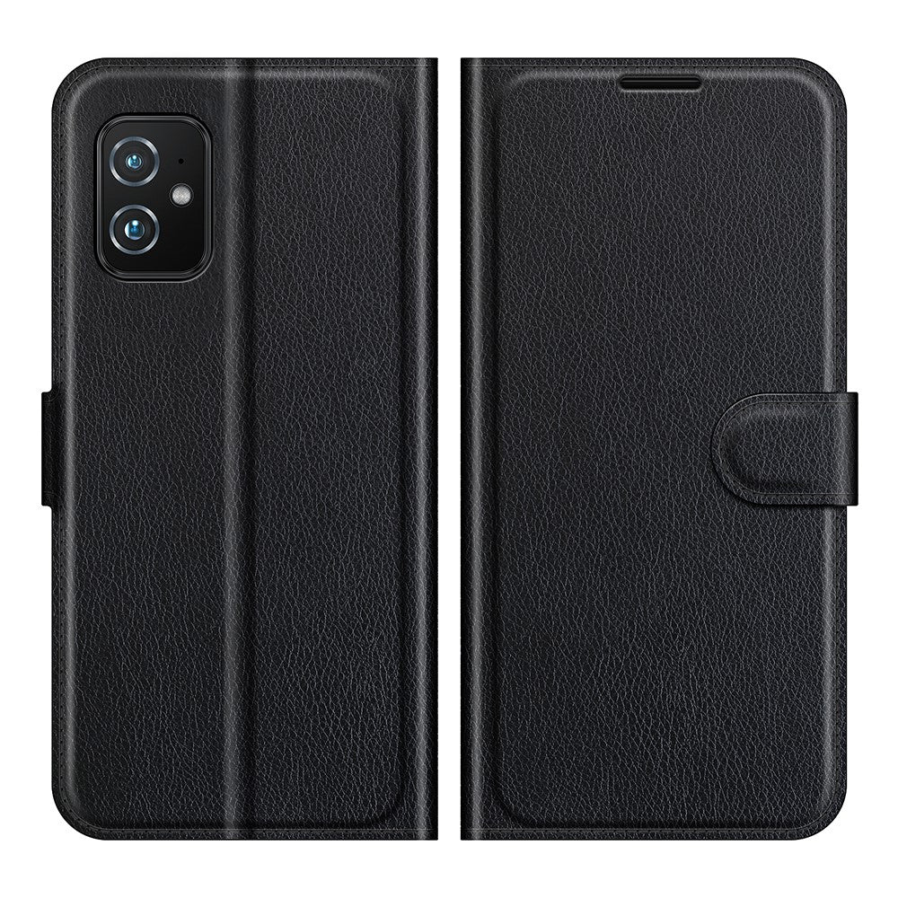 Kortholder Litchi Læderetui til Asus Zenfone 8 ZS590KS Mobiltelefon Stand Cover