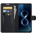 Kortholder Litchi Læderetui til Asus Zenfone 8 ZS590KS Mobiltelefon Stand Cover