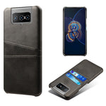 Læderbelagt PC-cover Mobiltelefon Beskyttelsesetui med Dobbelt Kortlomme til Asus Zenfone 8 Flip