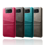 Læderbelagt PC-cover Mobiltelefon Beskyttelsesetui med Dobbelt Kortlomme til Asus Zenfone 8 Flip