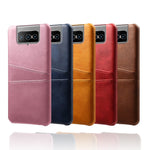 Læderbelagt PC-cover Mobiltelefon Beskyttelsesetui med Dobbelt Kortlomme til Asus Zenfone 8 Flip