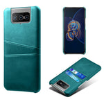 Læderbelagt PC-cover Mobiltelefon Beskyttelsesetui med Dobbelt Kortlomme til Asus Zenfone 8 Flip