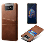 Læderbelagt PC-cover Mobiltelefon Beskyttelsesetui med Dobbelt Kortlomme til Asus Zenfone 8 Flip