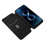Carbon Fiber Texture Auto-absorbed Leather Cell Phone Case Shell with Card Holder for Asus Zenfone 8