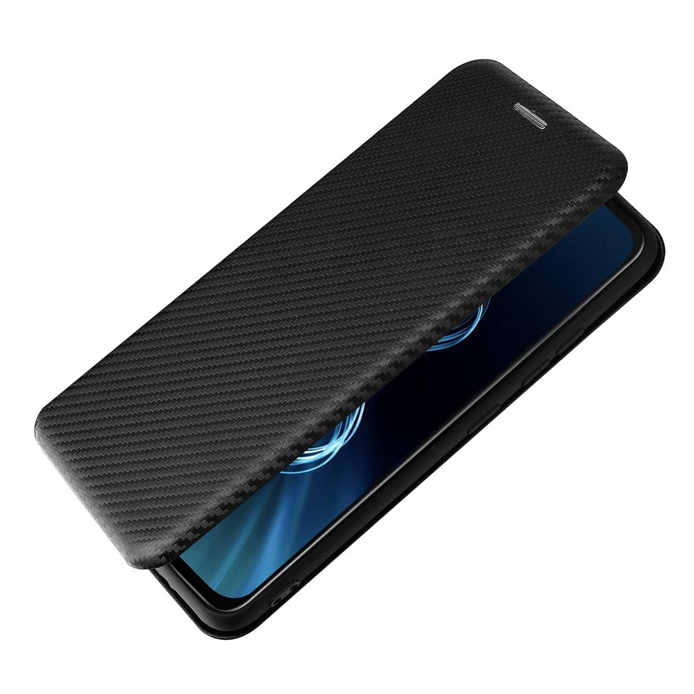 Carbon Fiber Texture Auto-absorbed Leather Cell Phone Case Shell with Card Holder for Asus Zenfone 8